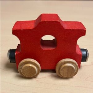 Classic Red Wooden Toy Train Car